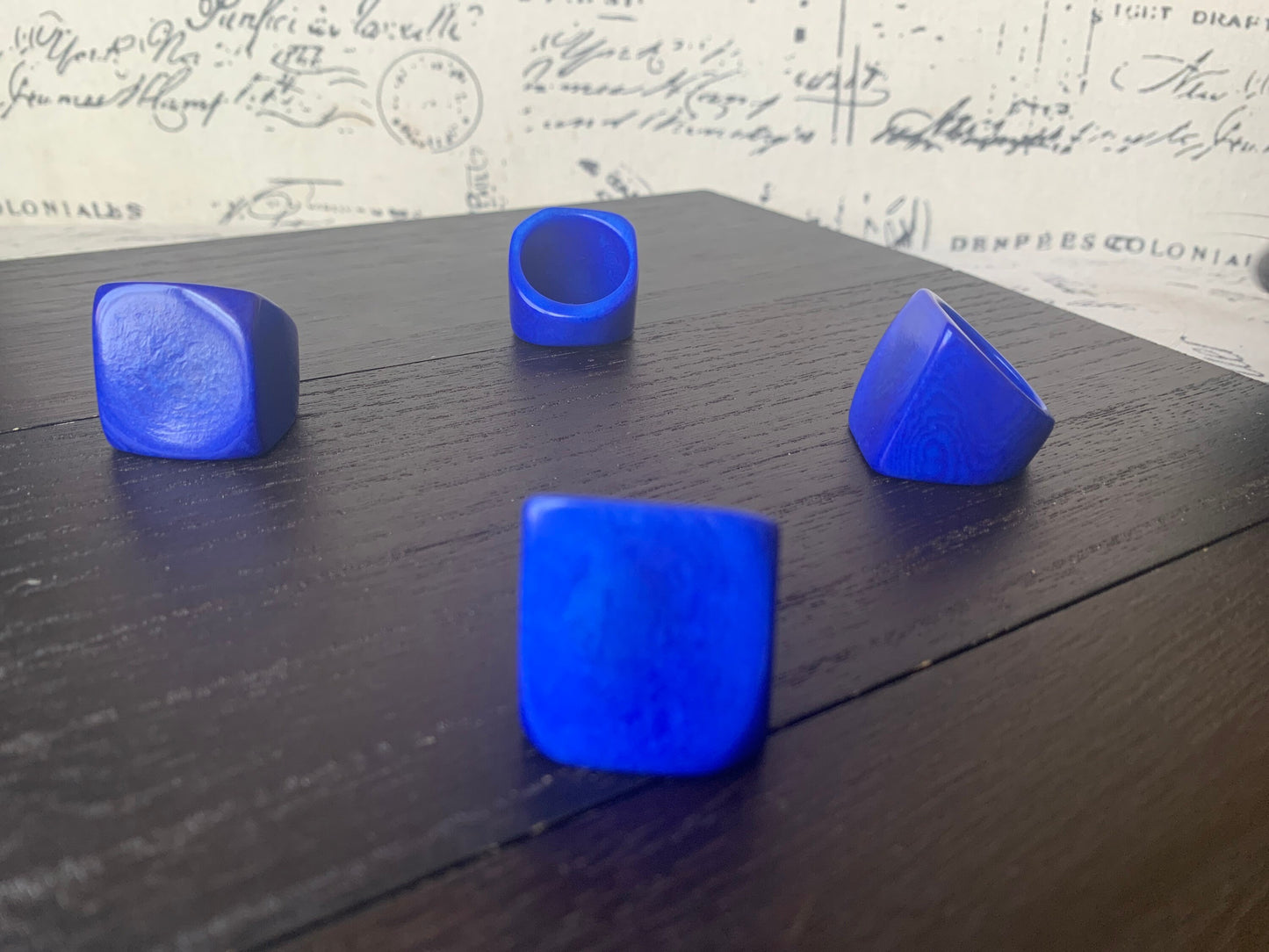 Blue Tagua nut ring Unusual fashion jewelry Spring style Big bold cocktail ring Statement large Mother's day gift Huge oversized ring Unisex