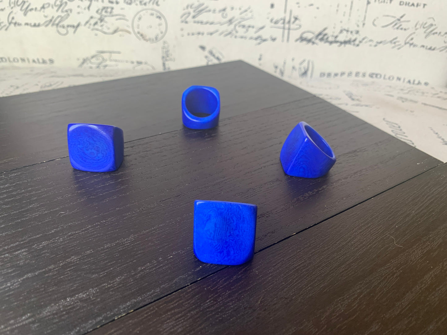Blue Tagua nut ring Unusual fashion jewelry Spring style Big bold cocktail ring Statement large Mother's day gift Huge oversized ring Unisex