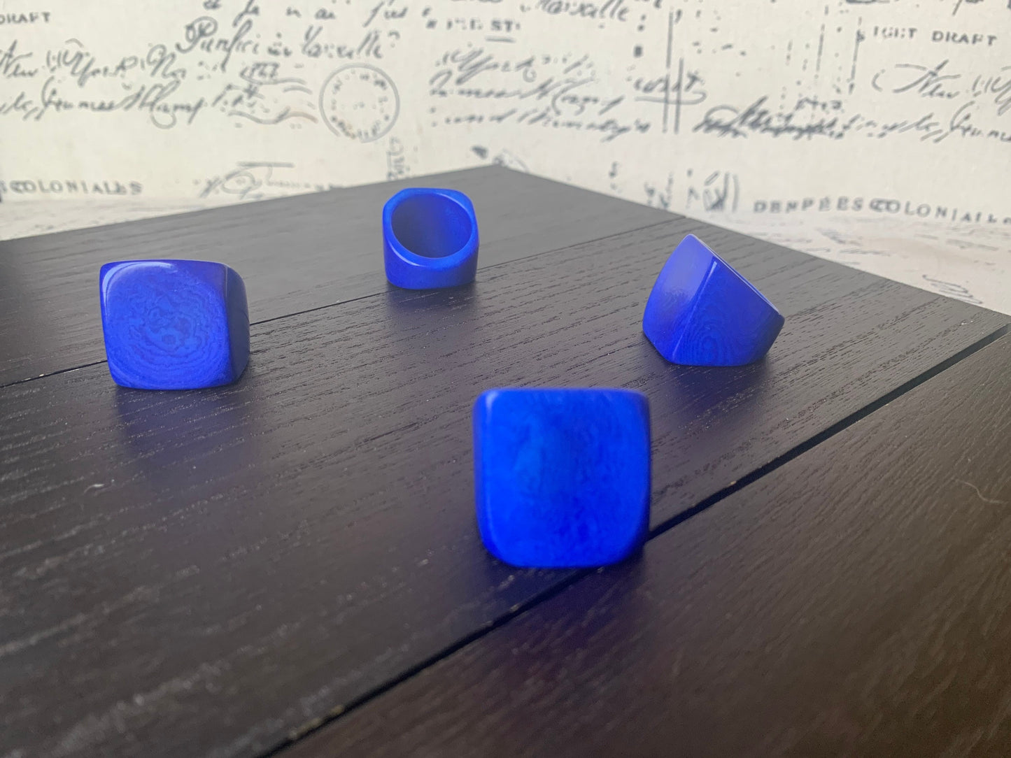 Blue Tagua nut ring Unusual fashion jewelry Spring style Big bold cocktail ring Statement large Mother's day gift Huge oversized ring Unisex