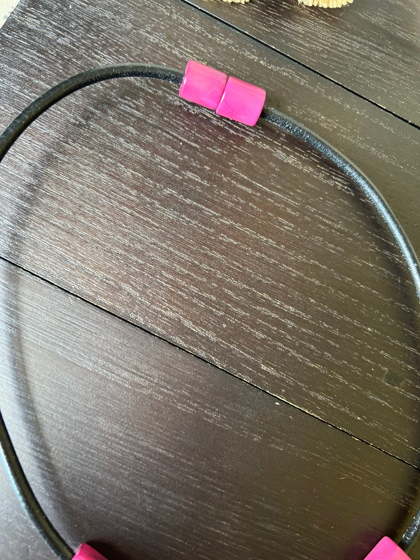 Mothers day gift from daughter Purple magenta necklace Tagua Statement choker Round faux leather cord with magnetic clasp Spring jewelry