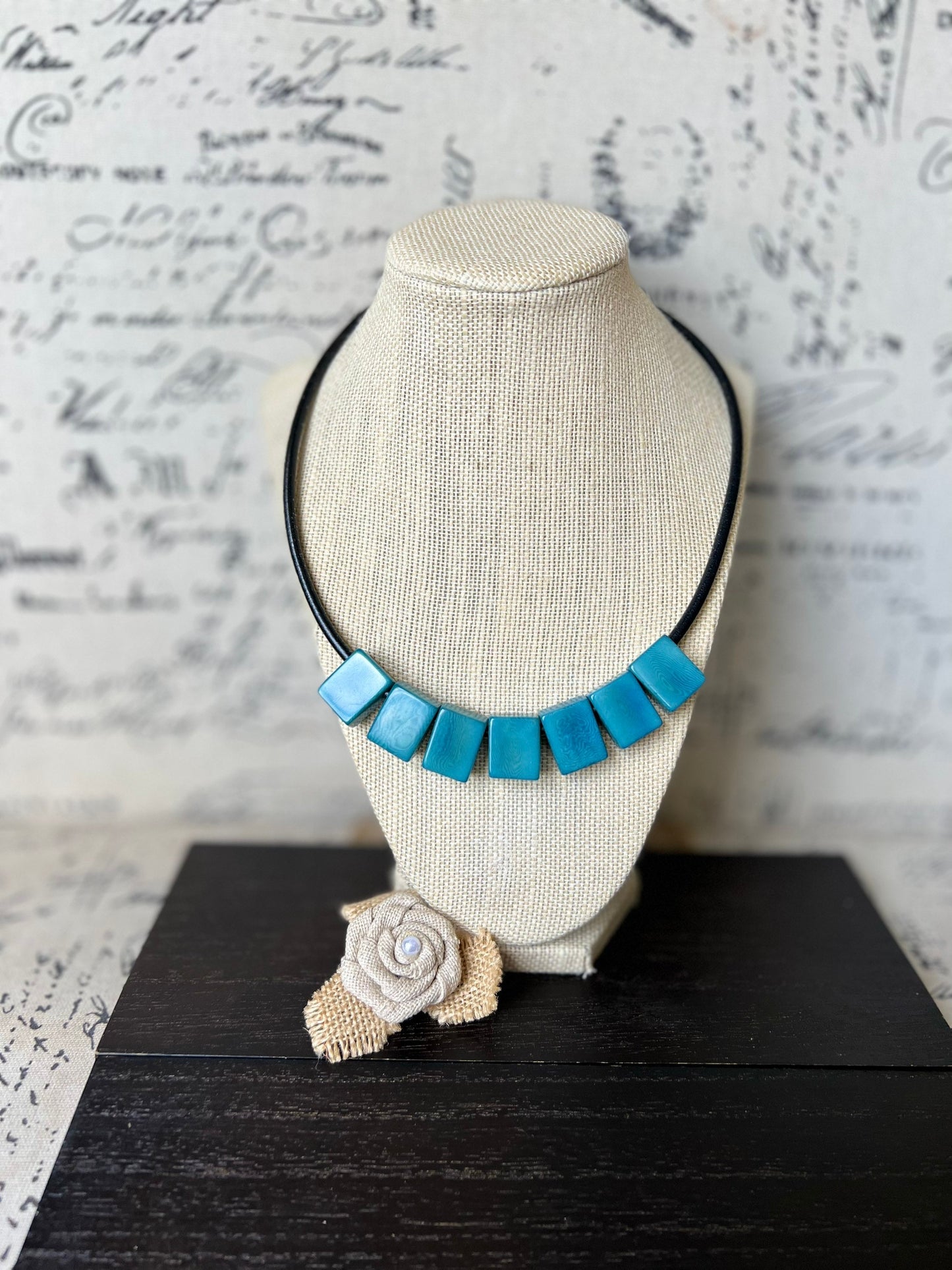 Turquoise necklace Tagua Statement choker Round faux leather cord with magnetic clasp Mothers day gifts For beach wedding Bridesmaids