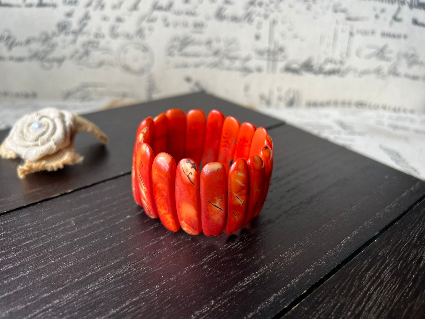 Red beaded bracelet Mother's day gifts under 20 Spiked beads bangle Tagua jewelry Stretchy bracelet Beach trends Spring fashion style