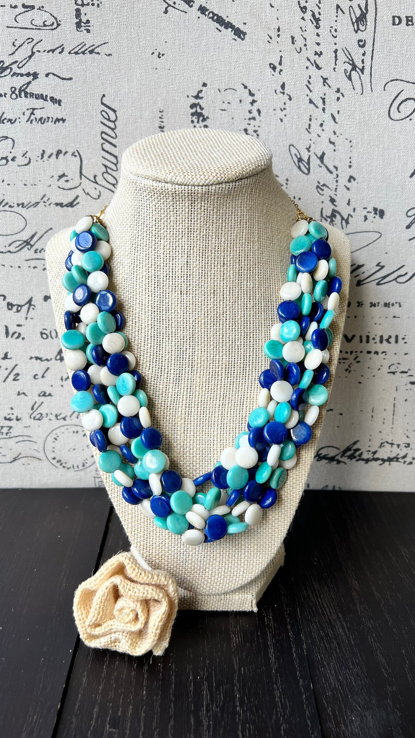 Turquoise blue big bold chunky necklace Tagua jewelry Mother's day gifts for wife Spring fashion trend Lightweight adjustable beaded bib