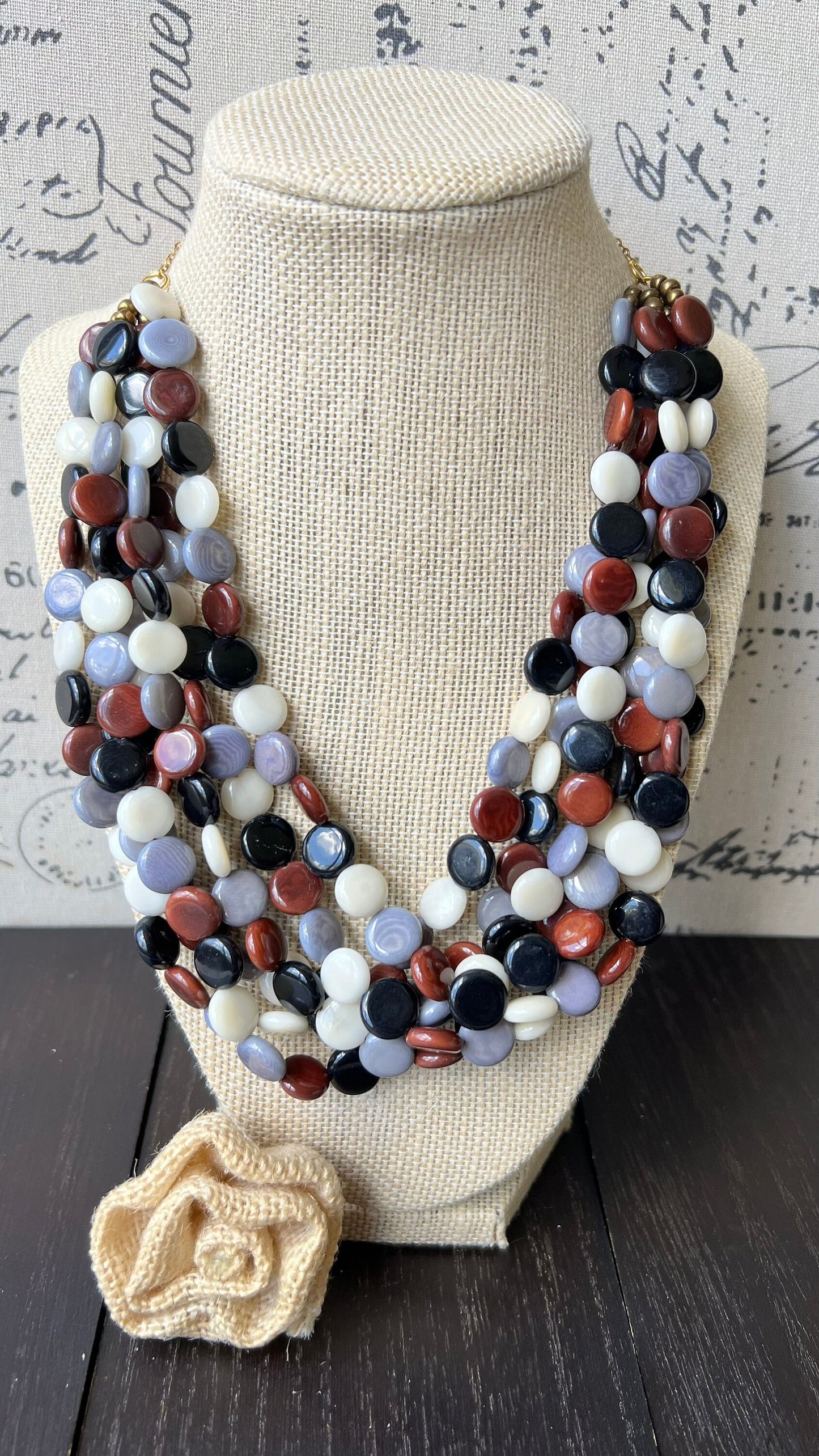 Multi color big bold chunky necklace Tagua jewelry Spring fashion trends Lightweight adjustable beaded bib Mother's day gifts Easter outfit