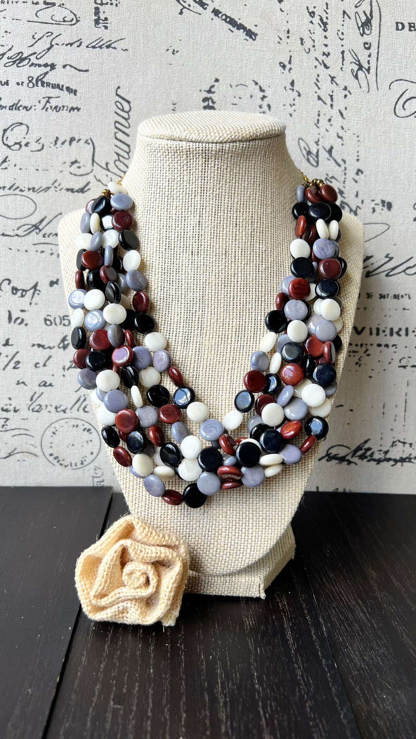Multi color big bold chunky necklace Tagua jewelry Spring fashion trends Lightweight adjustable beaded bib Mother's day gifts Easter outfit
