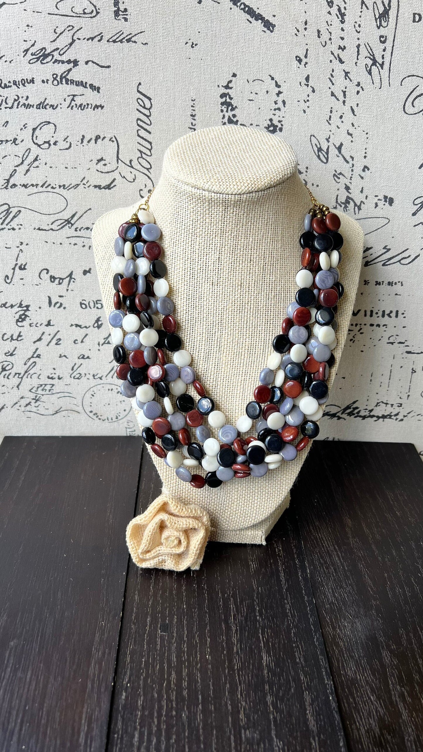 Multi color big bold chunky necklace Tagua jewelry Spring fashion trends Lightweight adjustable beaded bib Mother's day gifts Easter outfit