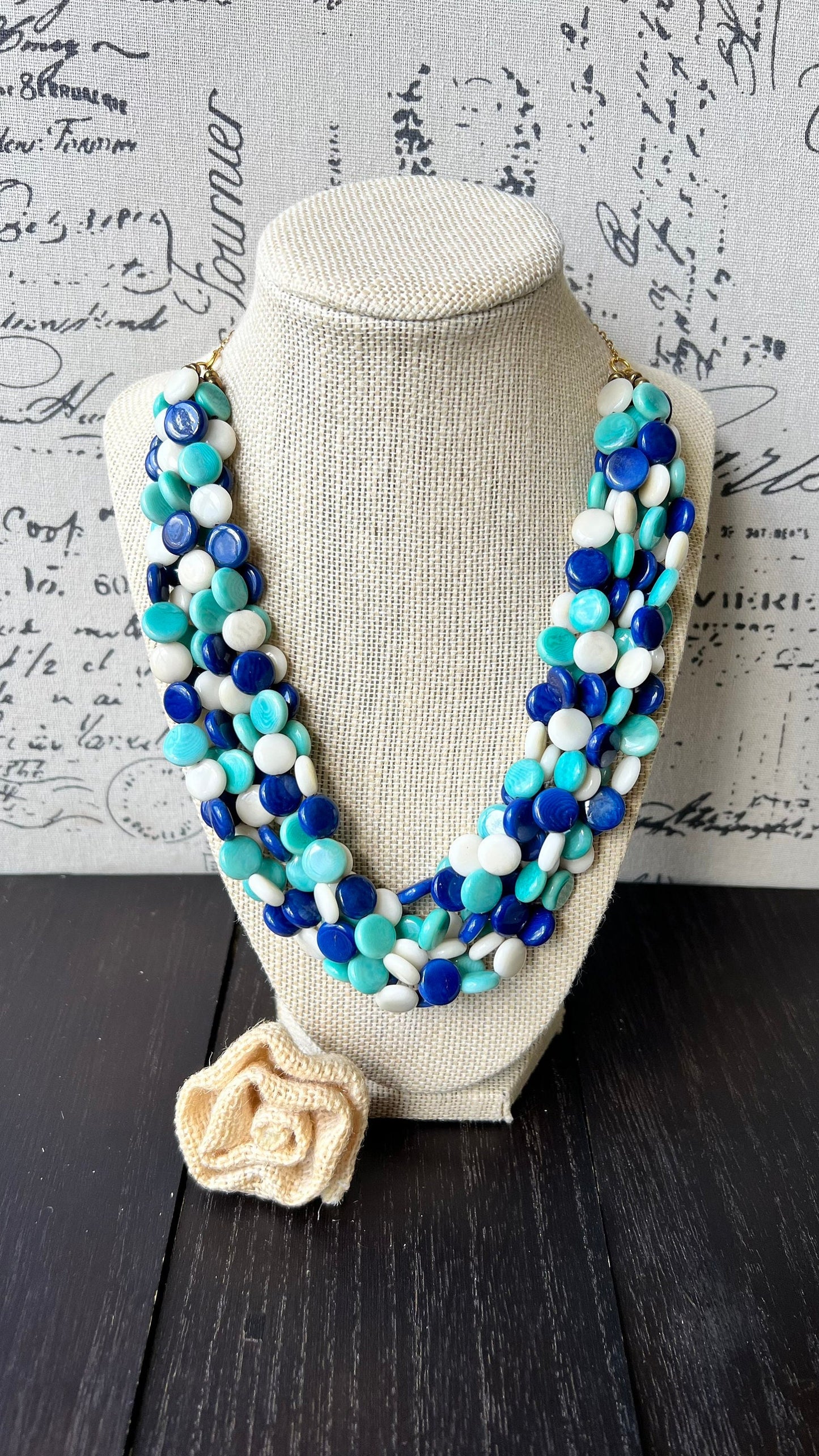 Turquoise blue big bold chunky necklace Tagua jewelry Mother's day gifts for wife Spring fashion trend Lightweight adjustable beaded bib