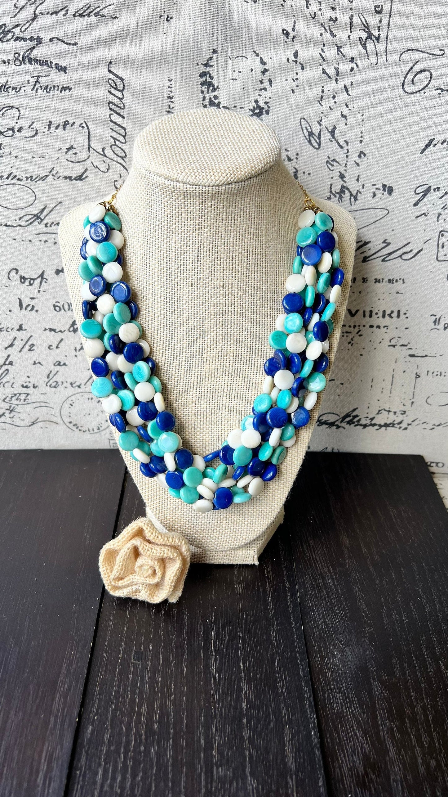 Turquoise blue big bold chunky necklace Tagua jewelry Mother's day gifts for wife Spring fashion trend Lightweight adjustable beaded bib