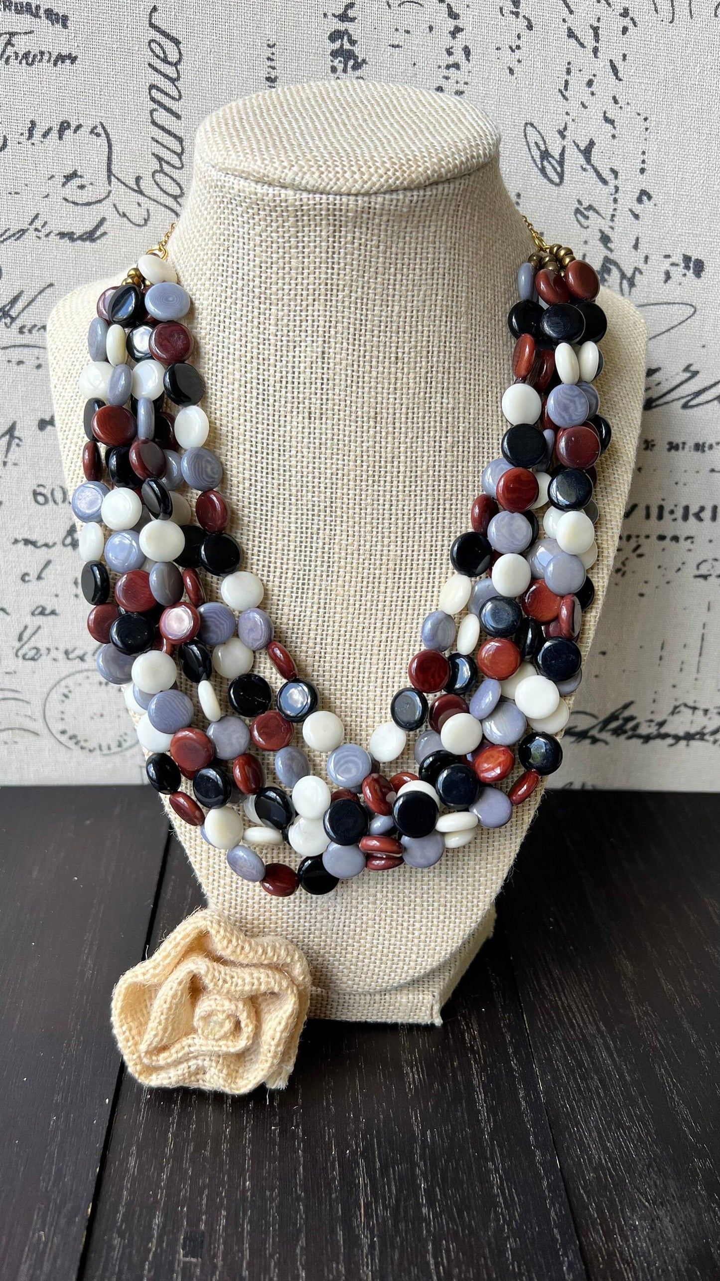 Multi color big bold chunky necklace Tagua jewelry Spring fashion trends Lightweight adjustable beaded bib Mother's day gifts Easter outfit