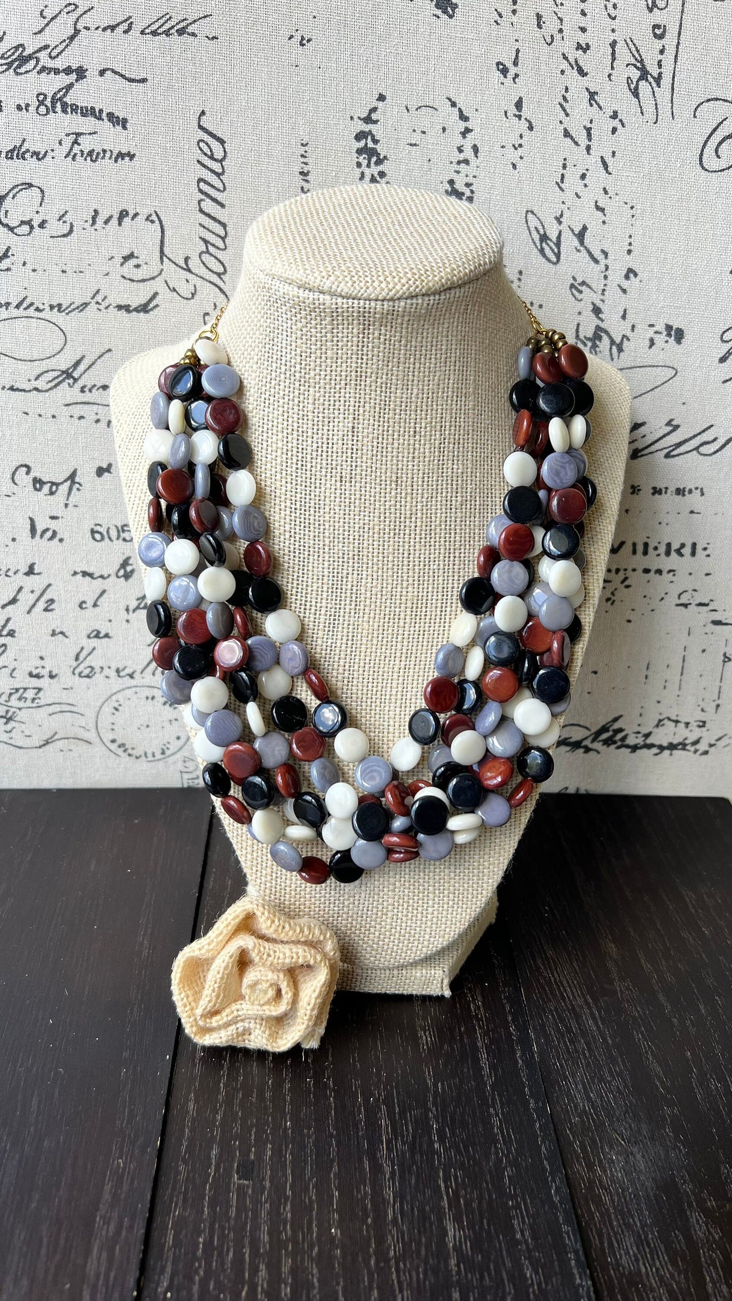 Multi color big bold chunky necklace Tagua jewelry Spring fashion trends Lightweight adjustable beaded bib Mother's day gifts Easter outfit
