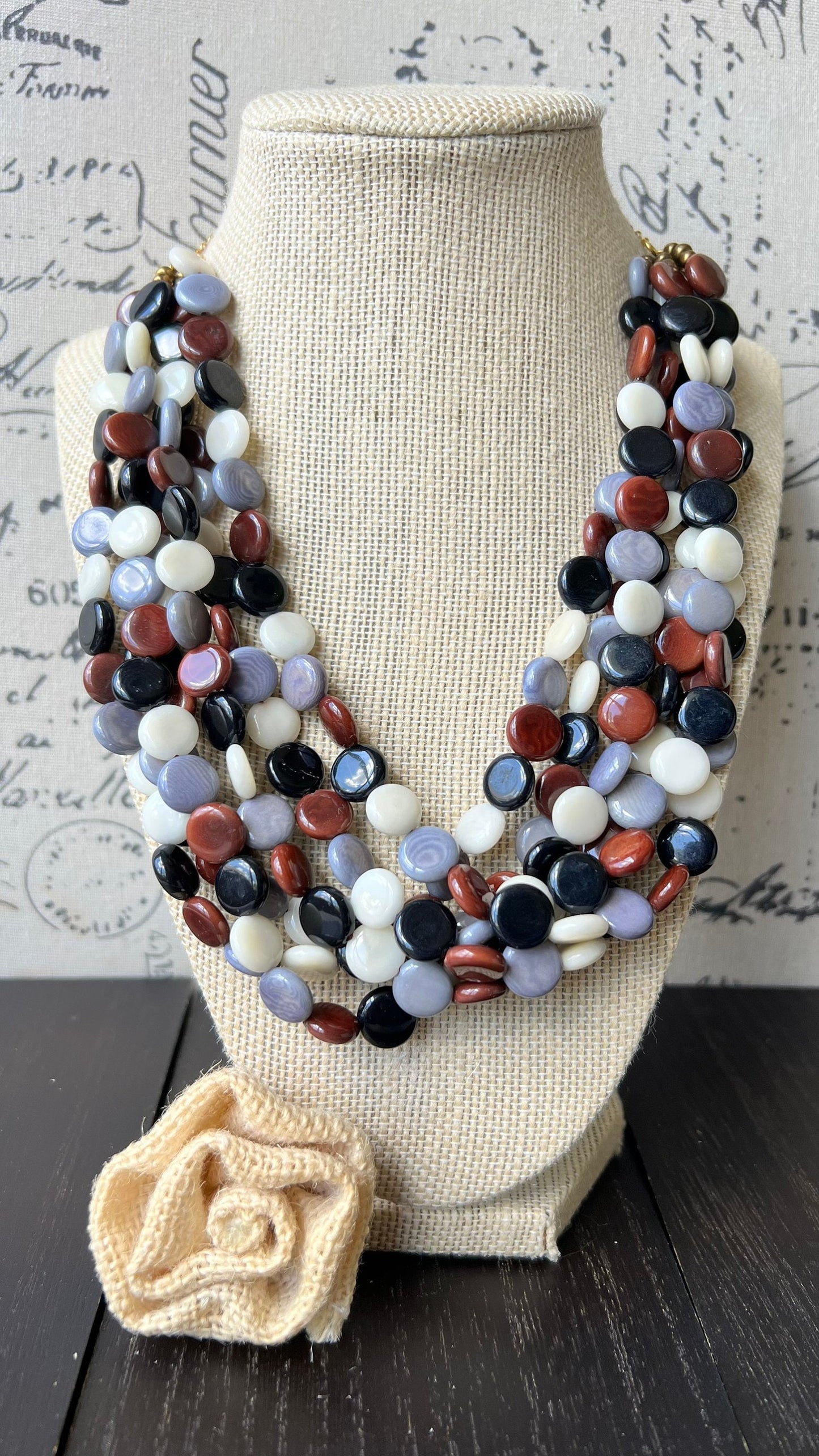 Multi color big bold chunky necklace Tagua jewelry Spring fashion trends Lightweight adjustable beaded bib Mother's day gifts Easter outfit
