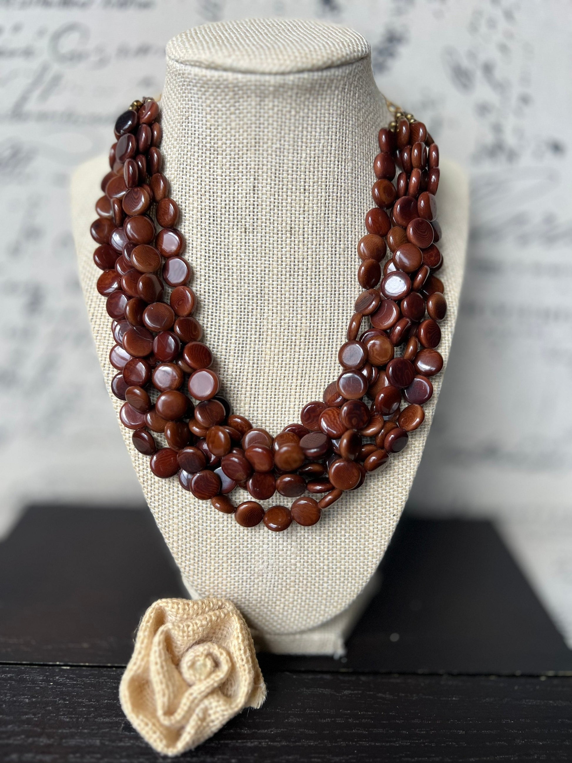Brown Necklace Big bold chunky necklace Tagua jewelry Spring fashion trends Lightweight adjustable beaded necklace Mother’s day gifts