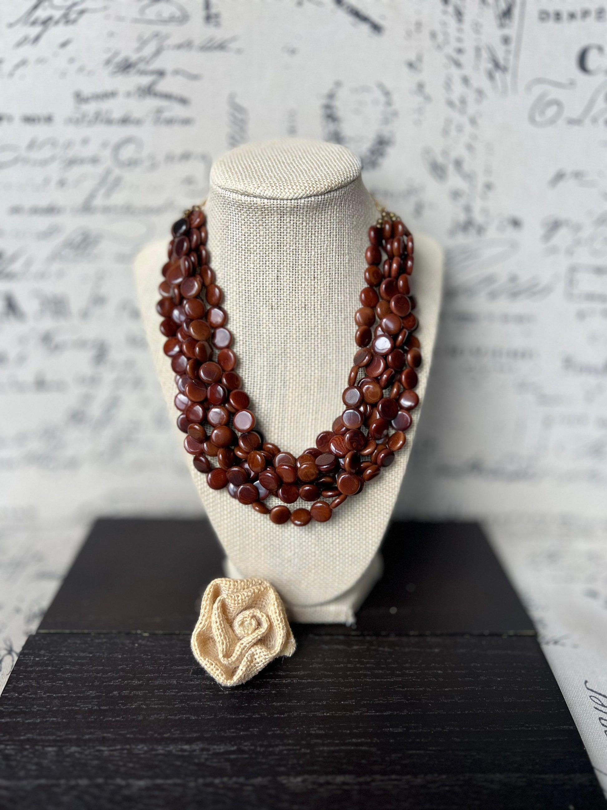 Brown Necklace Big bold chunky necklace Tagua jewelry Spring fashion trends Lightweight adjustable beaded necklace Mother’s day gifts