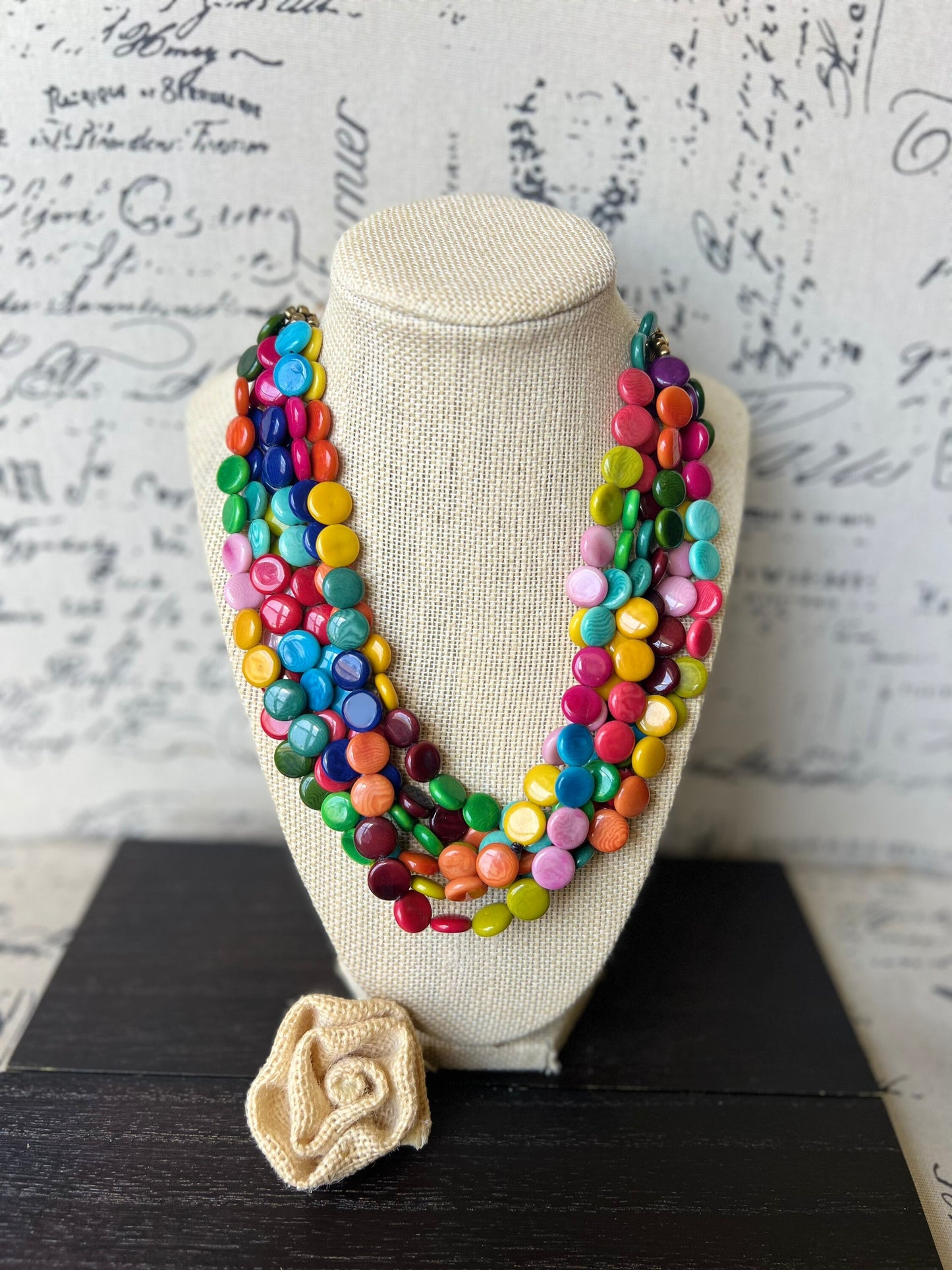 Rainbow Tagua necklace Big bold chunky necklace Lightweight adjustable beaded necklace Mother's day gifts for wife Summer fashion trends