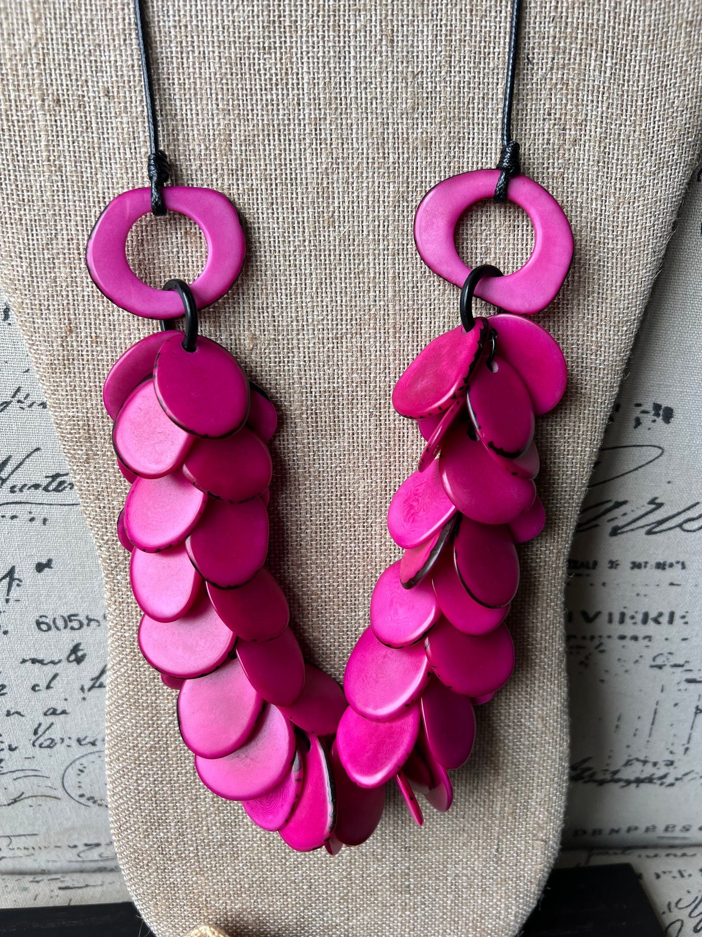 Pink big chunky necklace Statement jewelry Tagua necklace lightweight Fall trendy fashion Bold adjustable necklace Gift ideas for women