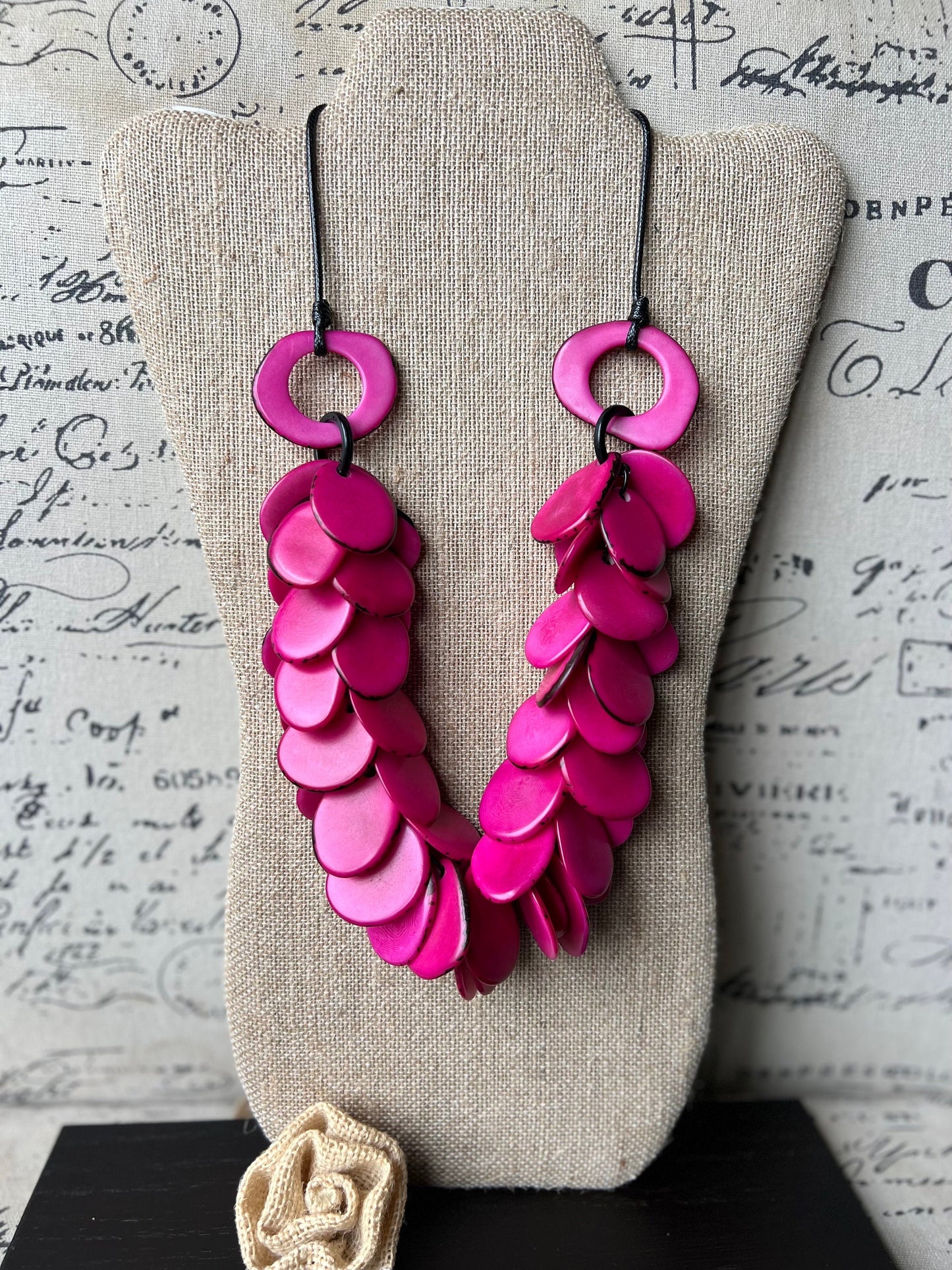 Pink big chunky necklace Statement jewelry Tagua necklace lightweight Fall trendy fashion Bold adjustable necklace Gift ideas for women