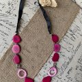 Long Pink Beaded Necklace Made Of Tagua Galapagos Tagua Jewelry