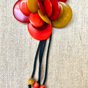 Orange And Yellow Statement Tagua Nut Pendant Necklace Galapagos