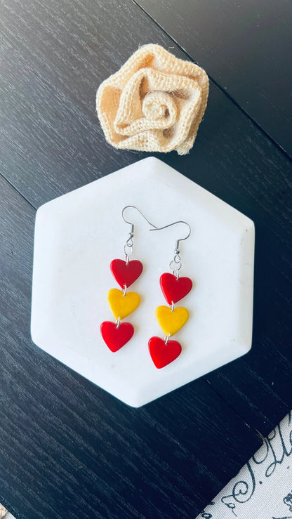 Spain flag heart earrings, tagua nut earrings, Spanish pride jewelry