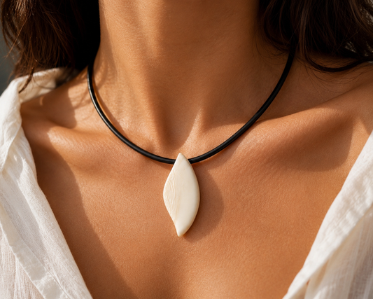 White Tagua Nut Pendant Necklace | Vegetable Ivory Jewelry