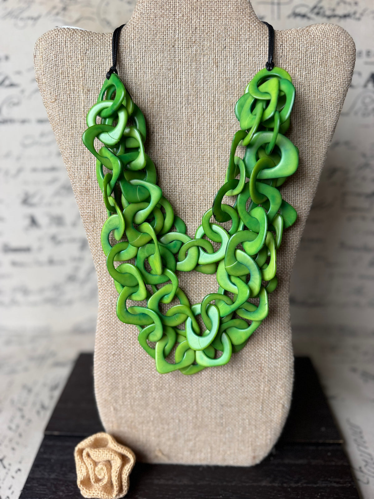 Green Tagua Adjustable Statement Necklace