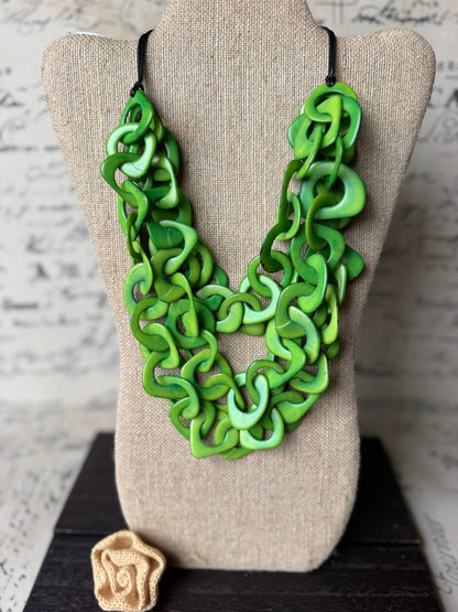 Green Tagua Adjustable Statement Necklace