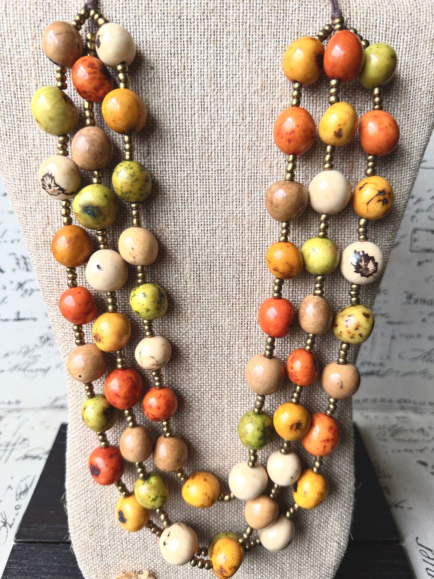 Triple Strand Tagua Statement Necklace – Sustainable Handmade Jewelry