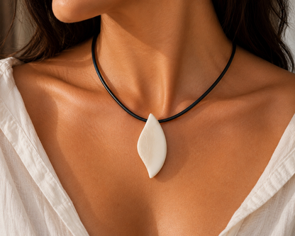 White Tagua Nut Pendant Necklace | Vegetable Ivory Jewelry