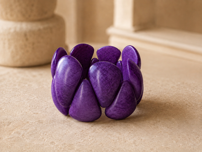 Purple Tagua Statement Bracelet – Handmade in Colombia