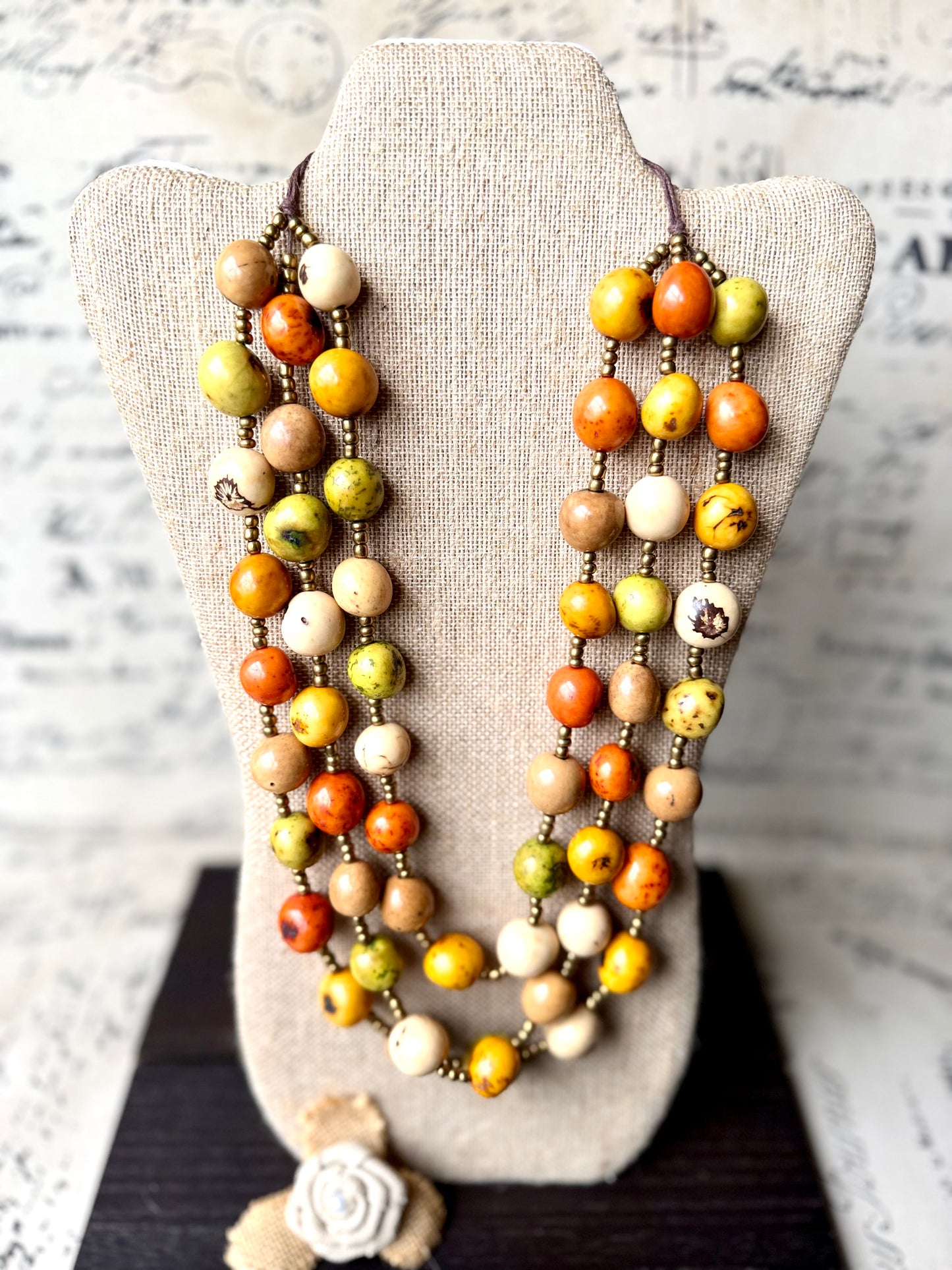 Triple Strand Tagua Statement Necklace – Sustainable Handmade Jewelry
