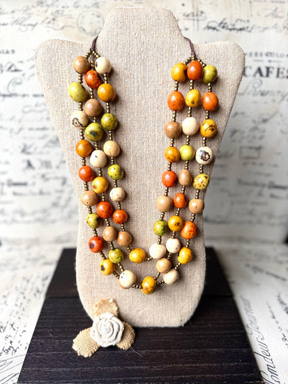 Triple Strand Tagua Statement Necklace – Sustainable Handmade Jewelry