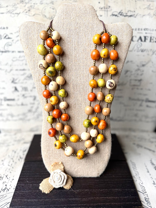 Triple Strand Tagua Statement Necklace – Sustainable Handmade Jewelry
