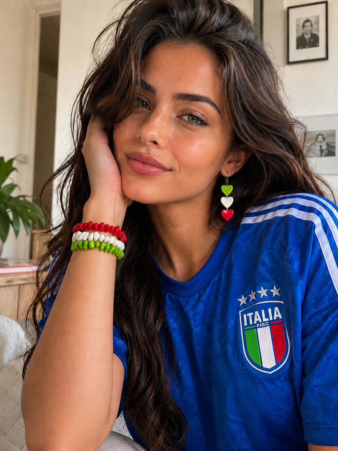 Italy Flag Tagua Bracelet Stack