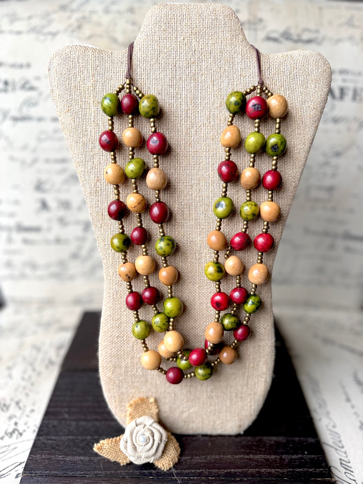 Multicolor Bombona Seed Necklace, Handmade Statement Jewelry, Eco-Friendly Style, Lightweight Adjustable Necklace