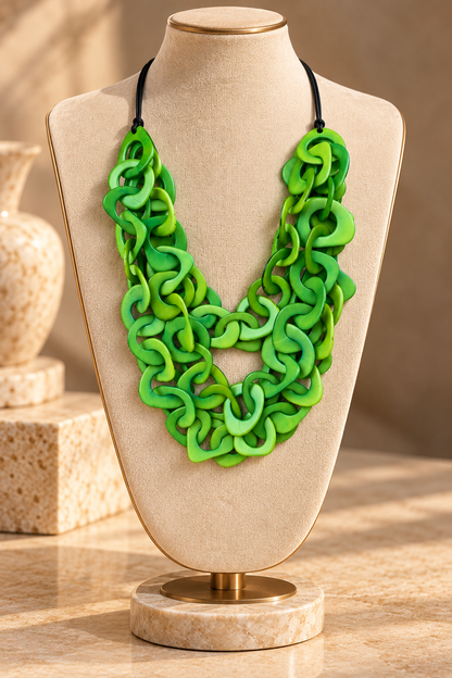 Green Tagua Adjustable Statement Necklace