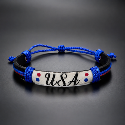 USA Adjustable Patriotic Bracelet, Team USA Soccer Fan Jewelry
