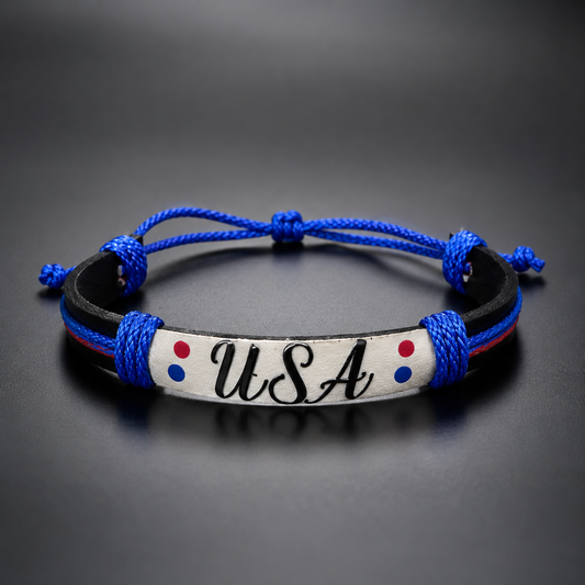 USA Adjustable Patriotic Bracelet, Team USA Soccer Fan Jewelry