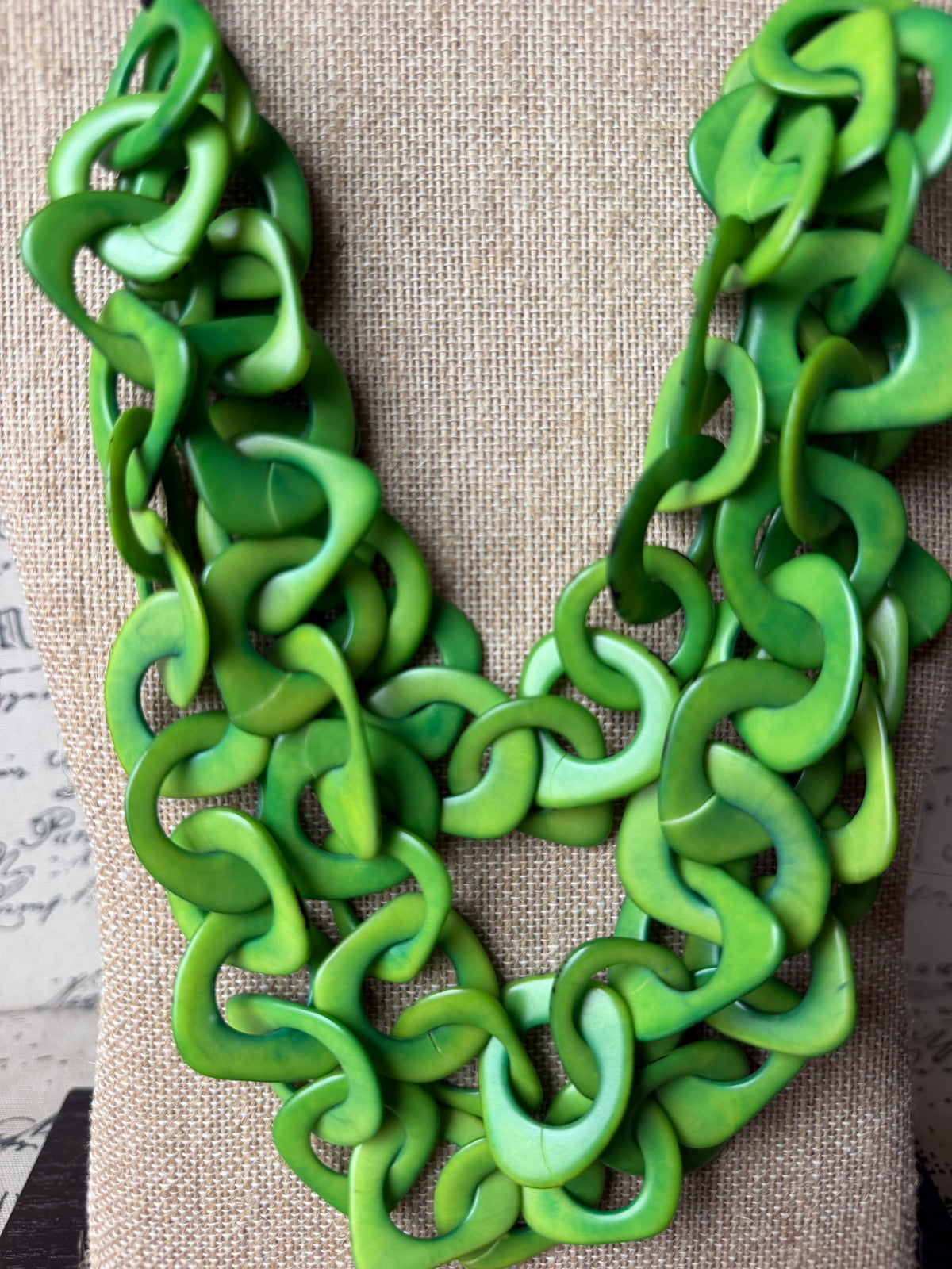 Green Tagua Adjustable Statement Necklace