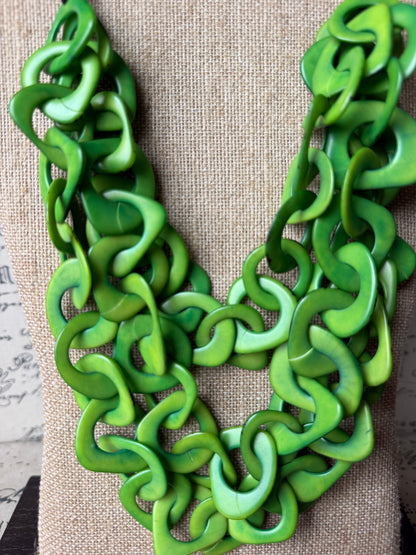 Green Tagua Adjustable Statement Necklace