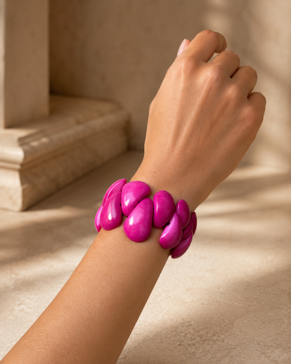 Hot Pink Tagua Statement Bracelet