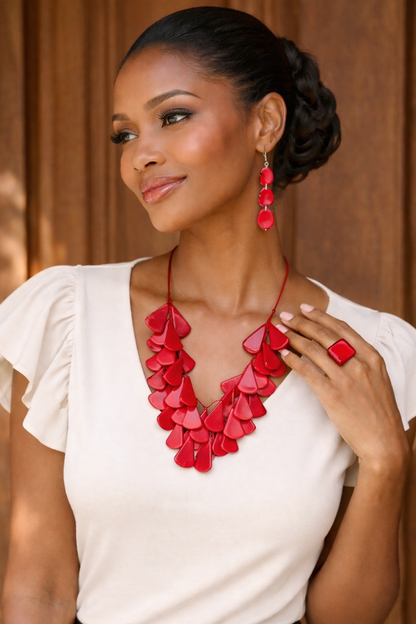 Red statement ring Cocktail rings for women Tagua jewelry Big bold rings Oversized huge ring Chunky rings Big bold rings Thick band ring