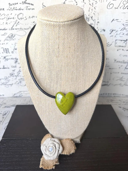 Lime Green Tagua Nut Statement Necklace – Handmade Eco-Friendly Jewelry