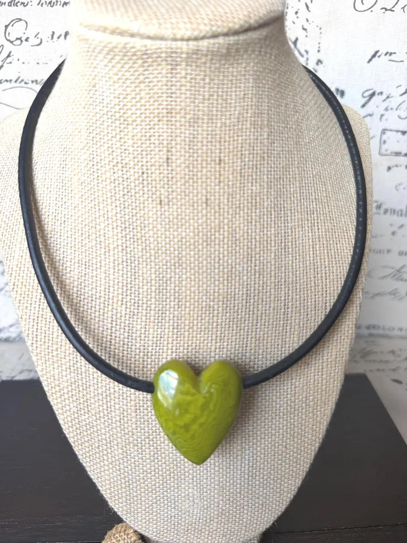 Lime Green Tagua Nut Statement Necklace – Handmade Eco-Friendly Jewelry