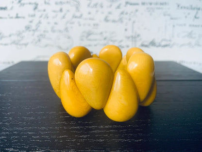 Yellow Wide Cuff Bracelet – Handmade Tagua Nut Statement Bracelet, Fair Trade Jewelry