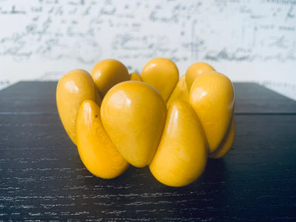 Yellow Wide Cuff Bracelet – Handmade Tagua Nut Statement Bracelet, Fair Trade Jewelry
