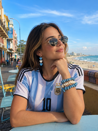 Argentina Soccer Inspired Tagua Bracelet Stack World Cup