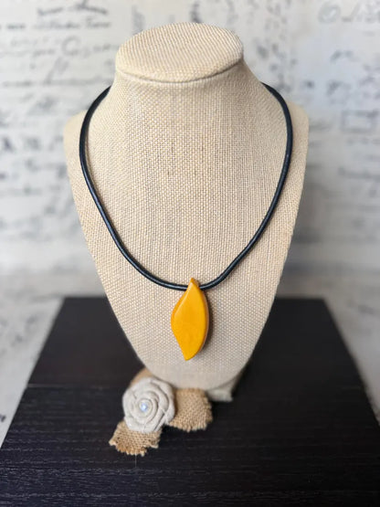 Handmade Yellow Tagua Pendant Necklace