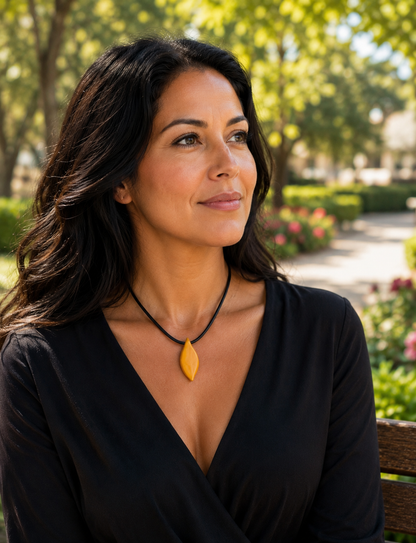 Handmade Yellow Tagua Pendant Necklace