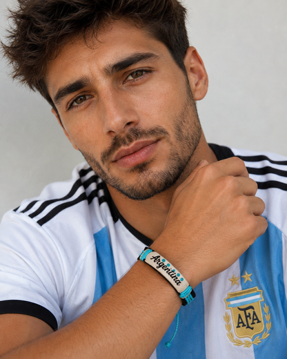 Argentina Adjustable Leather Bracelet – Unisex Soccer Fan Bracelet