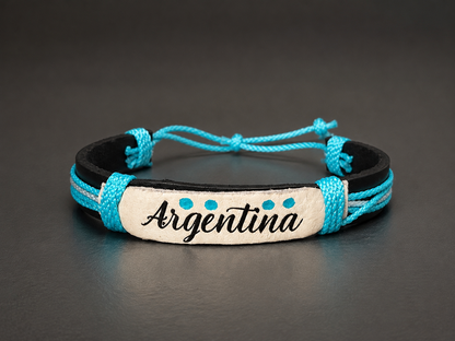 Argentina Adjustable Leather Bracelet – Unisex Soccer Fan Bracelet